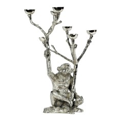 HOME DECO NICKEL MONKEY CANDLE HOLDER 40 - CANDLE HOLDERS, CANDLES